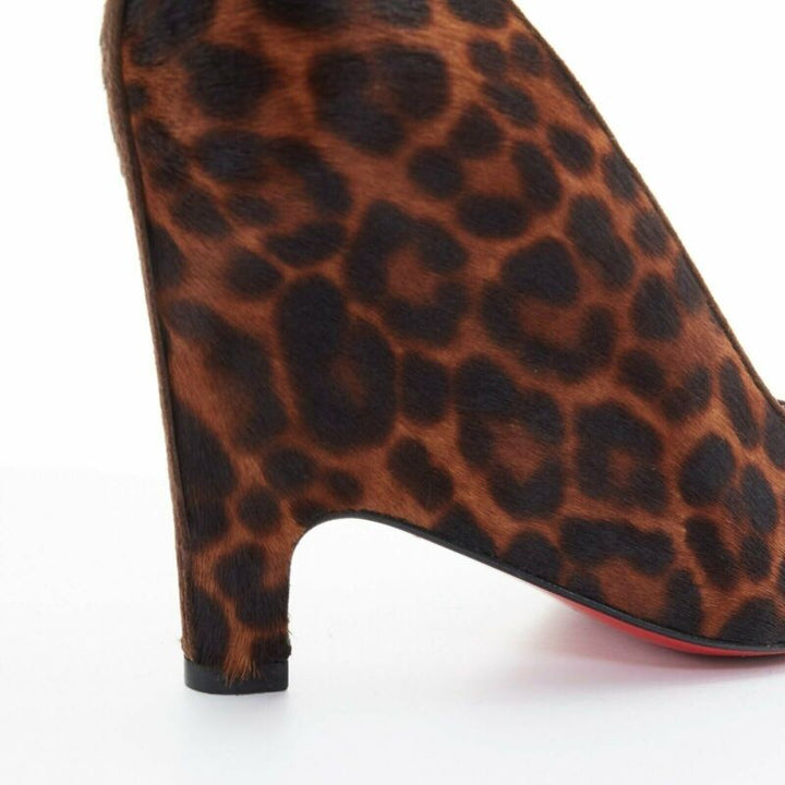 CHRISTIAN LOUBOUTIN Morphing 100 brown leopard calfskin demi wedge heel EU37 US7