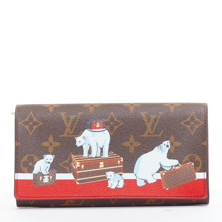 LOUIS VUITTON Victorine Christmas Animation 2017 Bear print long wallet