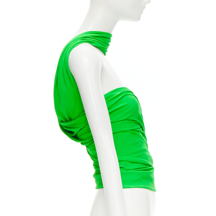 BALENCIAGA 2019 Runway green draped wrap bustier halter top FR36 S