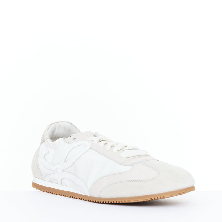 LOEWE Flow Runner white nylon light beige suede classic low top sneaker EU38 US8