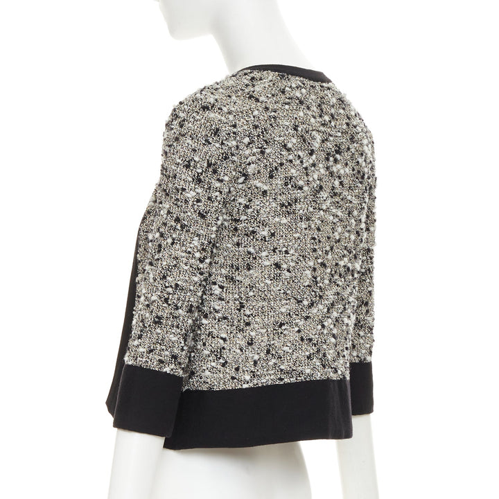 GIAMBATTISTA VALLI black metallic bronze wool boucle bordered cardigan IT38 XXS
