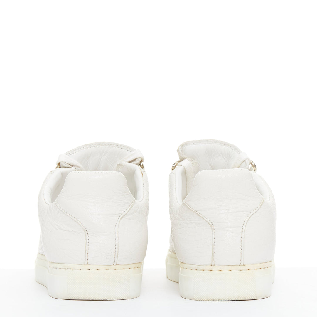 BALENCIAGA Arena off white grained leather lace up sneakers EU35