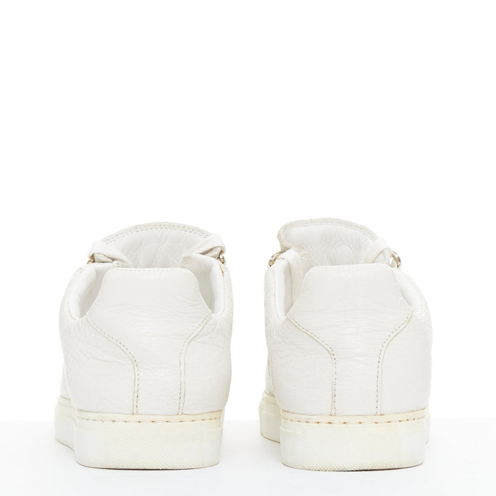BALENCIAGA Arena off white grained leather lace up sneakers EU35