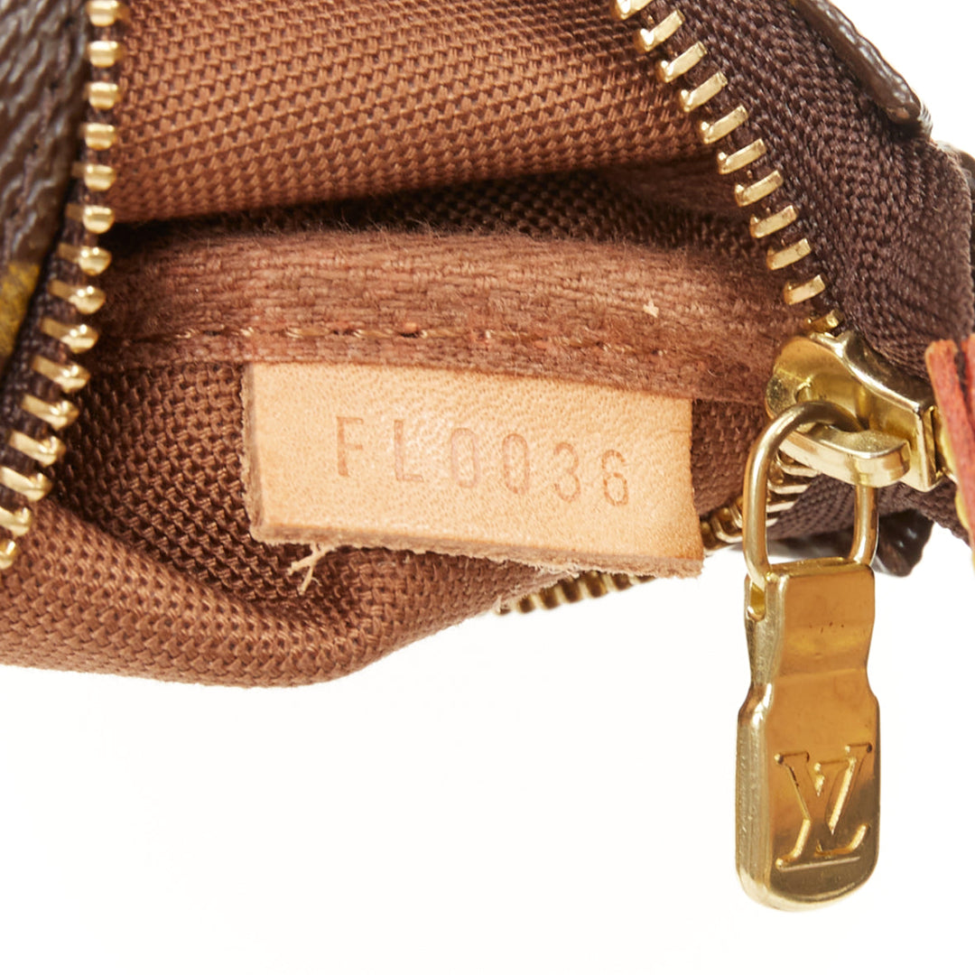 LOUIS VUITTON Mini Pochette Accessoires brown monogram canvas chain clutch pouch
