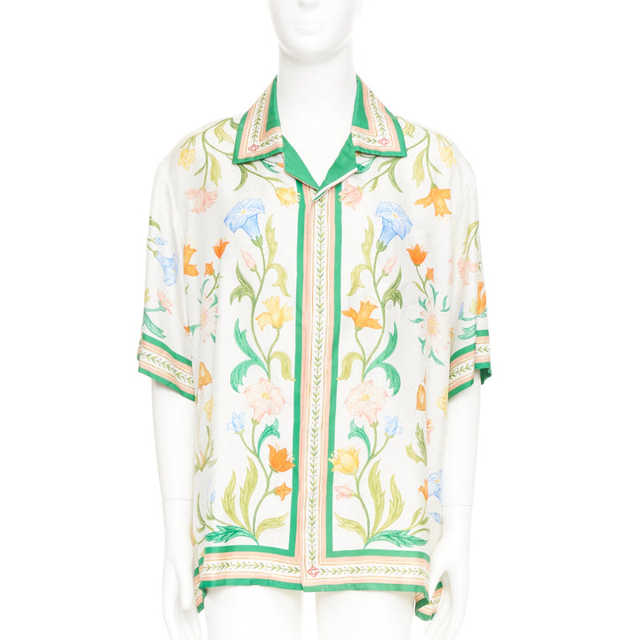 CASABLANCA 2023 L'Arche Fleurie printed silk cuban collar bowling shirt top XXL
