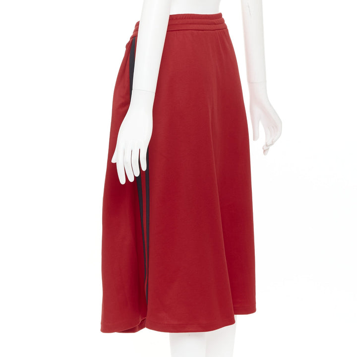 GUCCI Alessandro Michele red pleated Signature Web side track skirt XS