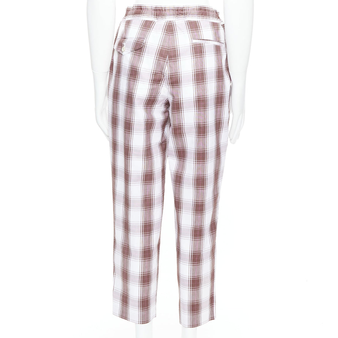 COMME DES GARCONS Homme Deux 2016 brown white checkered tapered pants S