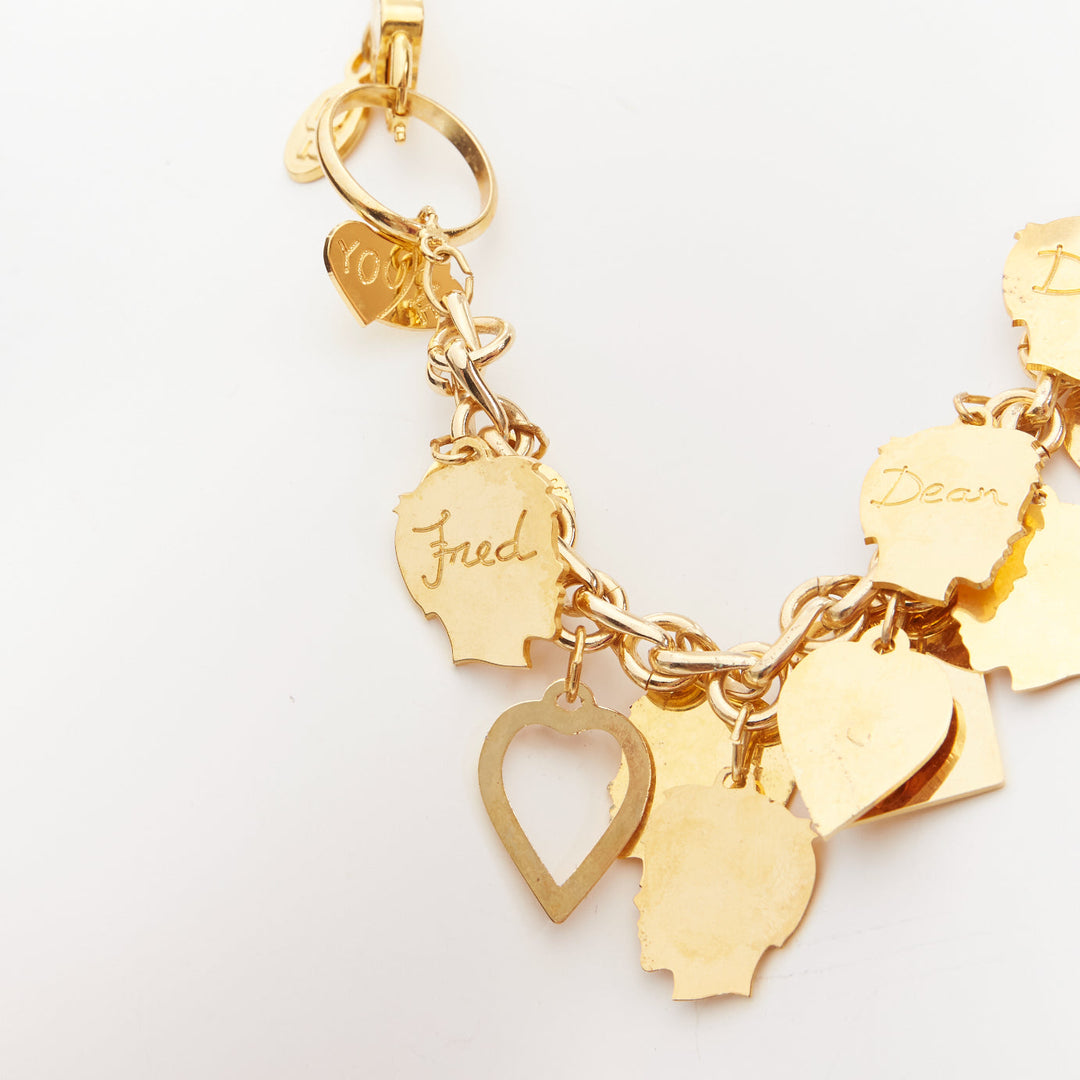 DSQUARED2 Vintage gold-tone Etched Boys Names heart breaker charms necklace