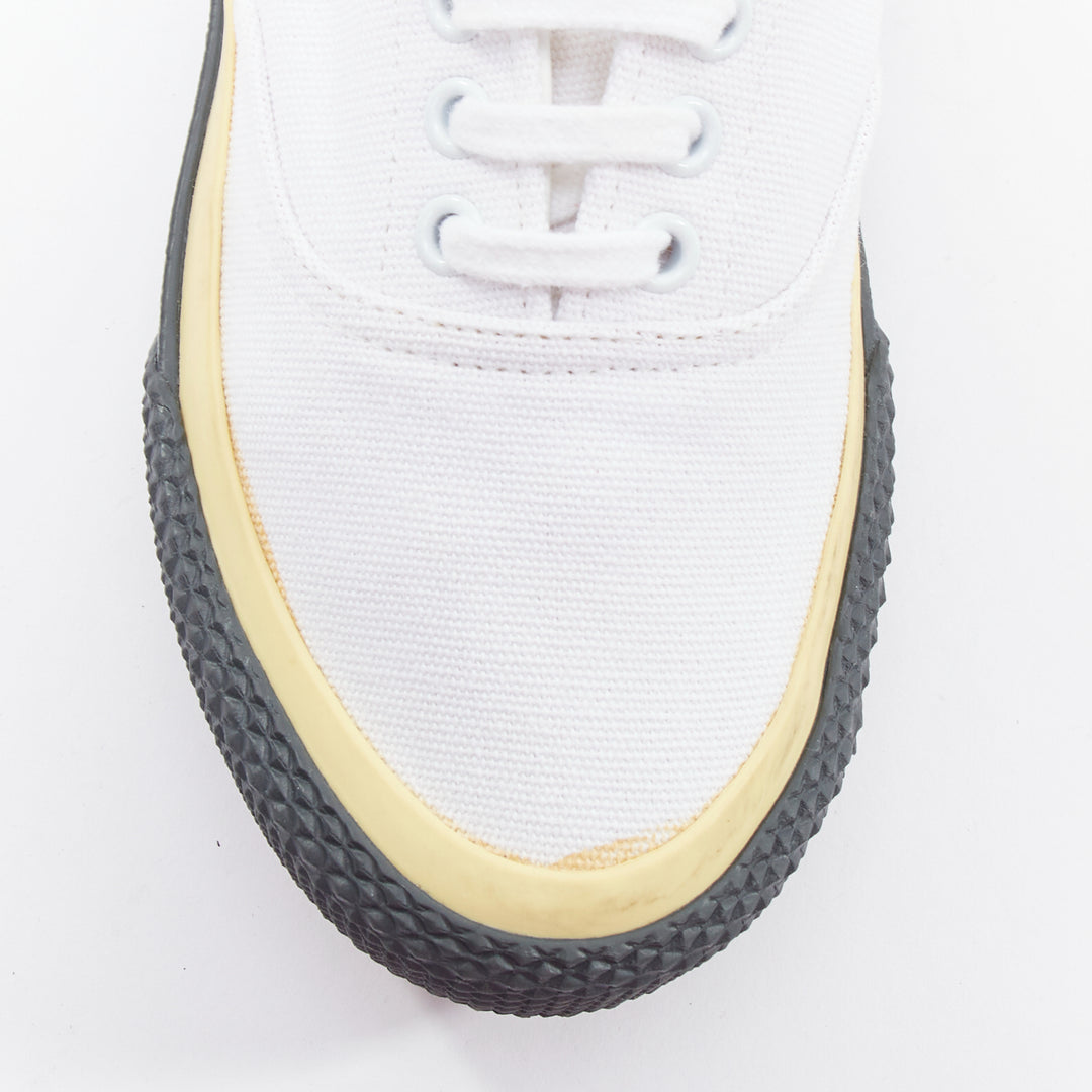 OLD CELINE white yellow trim canvas grey midsole skate sneakers EU37