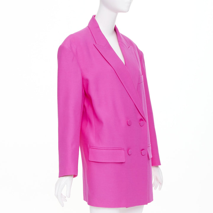 VALENTINO 2022 Runway Pink PP Oversized blazer pink wool silk jacket IT36 XS