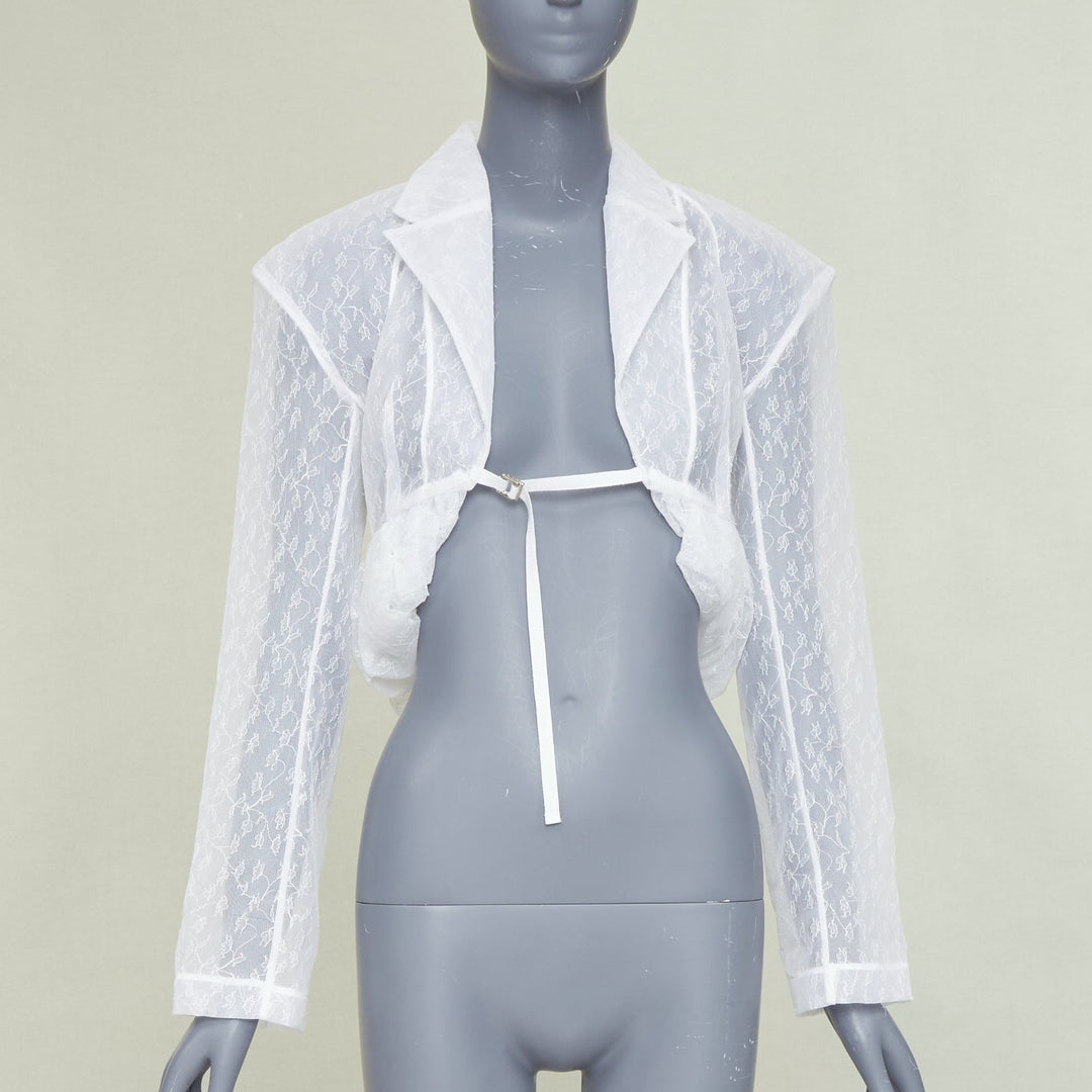 JACQUEMUS Bridal Le Chouchou 2023 Runway Dentelle white tulle jacket FR34 XS