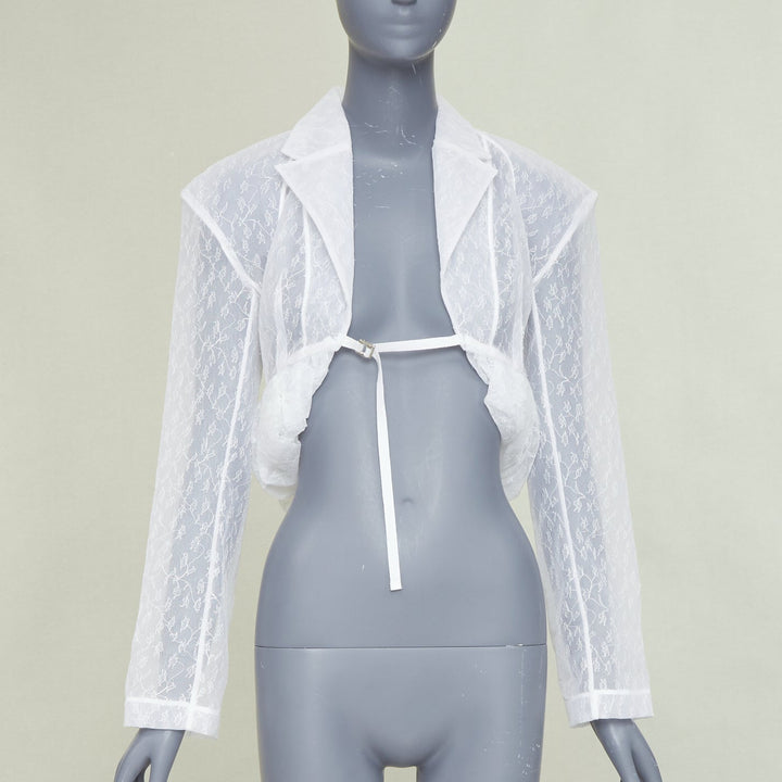 JACQUEMUS Bridal Le Chouchou 2023 Runway Dentelle white tulle jacket FR34 XS