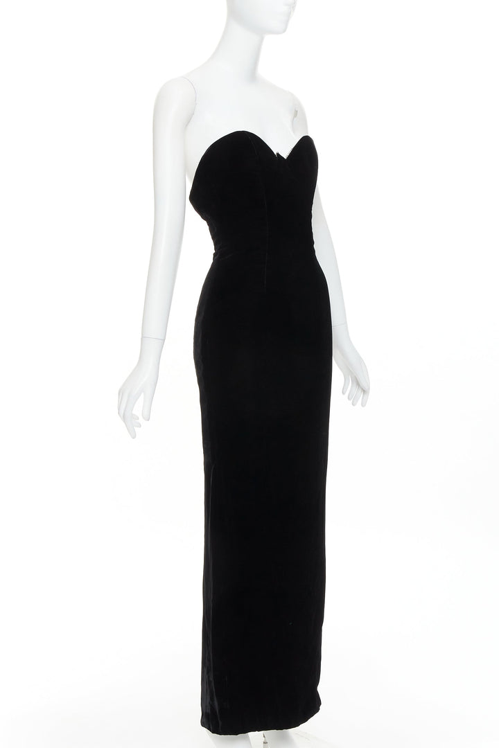 ALEXANDRE VAUTHIER black velvet crystal bustline sweetheart strapless gown