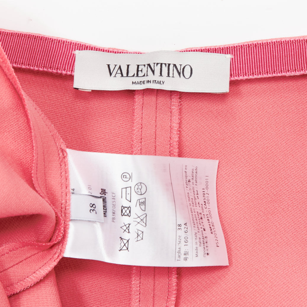 VALENTINO rose pink virgin wool silk high waist minimal wide shorts IT38 XS