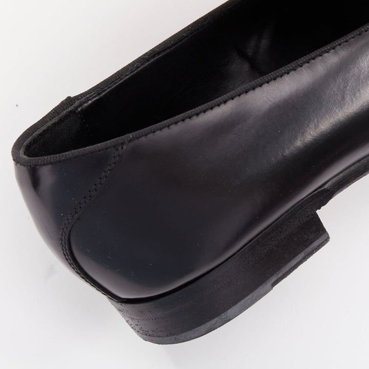 JIMMY CHOO  Foxley black shiny calf leather rope tassel loafer shoes EU43