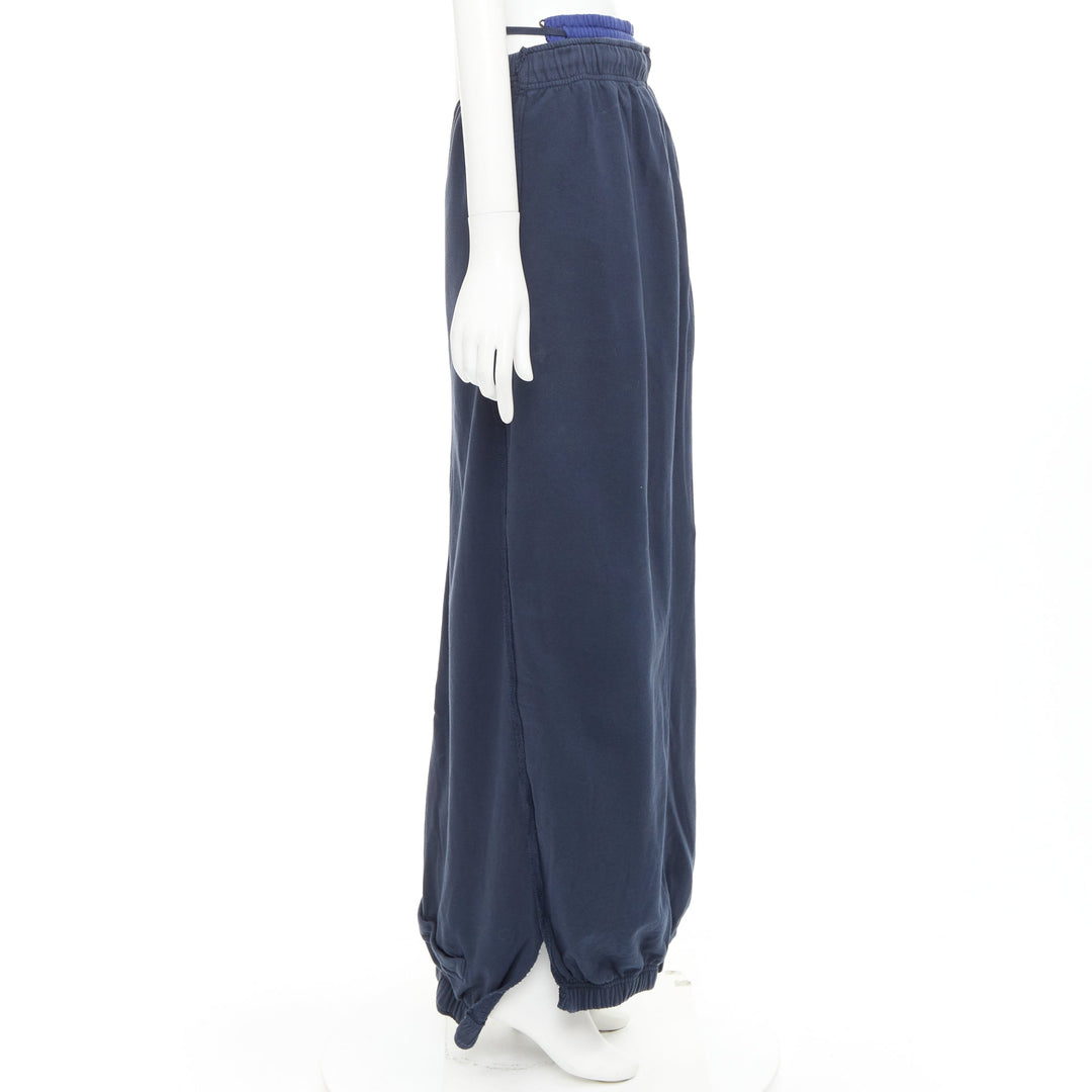 VETEMENTS 2019 Demna bicolor blue washed cotton deconstructed wrap skirt XS