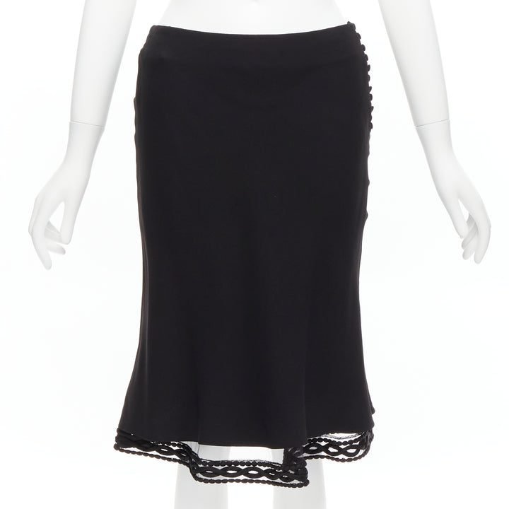 Female mannequin wearing Dior by John Galliano Black Acetate Women Skirt in Size FR38 | Available at JHROP