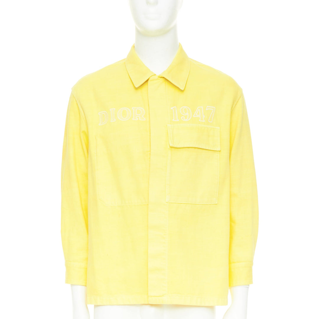 DIOR HOMME 2020 yellow 1947 logo embroidered cotton denim shirt jacket EU46 S