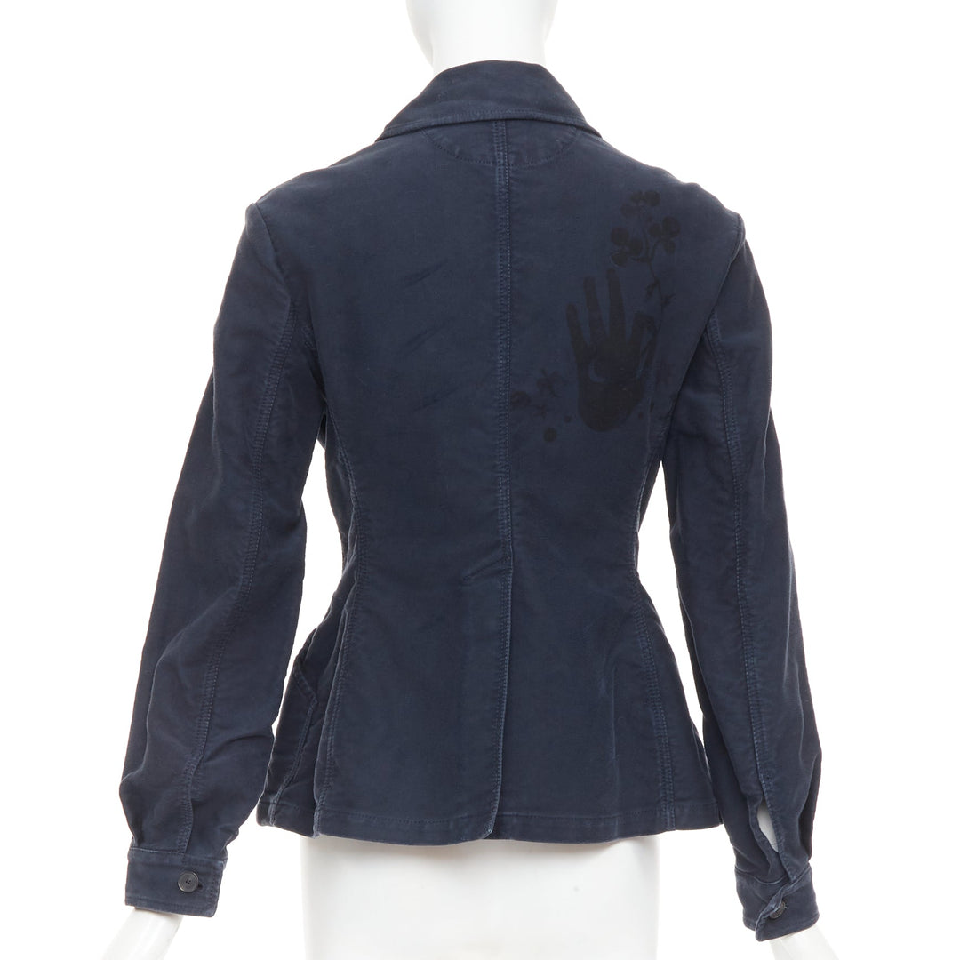 CHRISTIAN DIOR 2018 Runway navy washed cotton utility contour bar jacket FR36 S