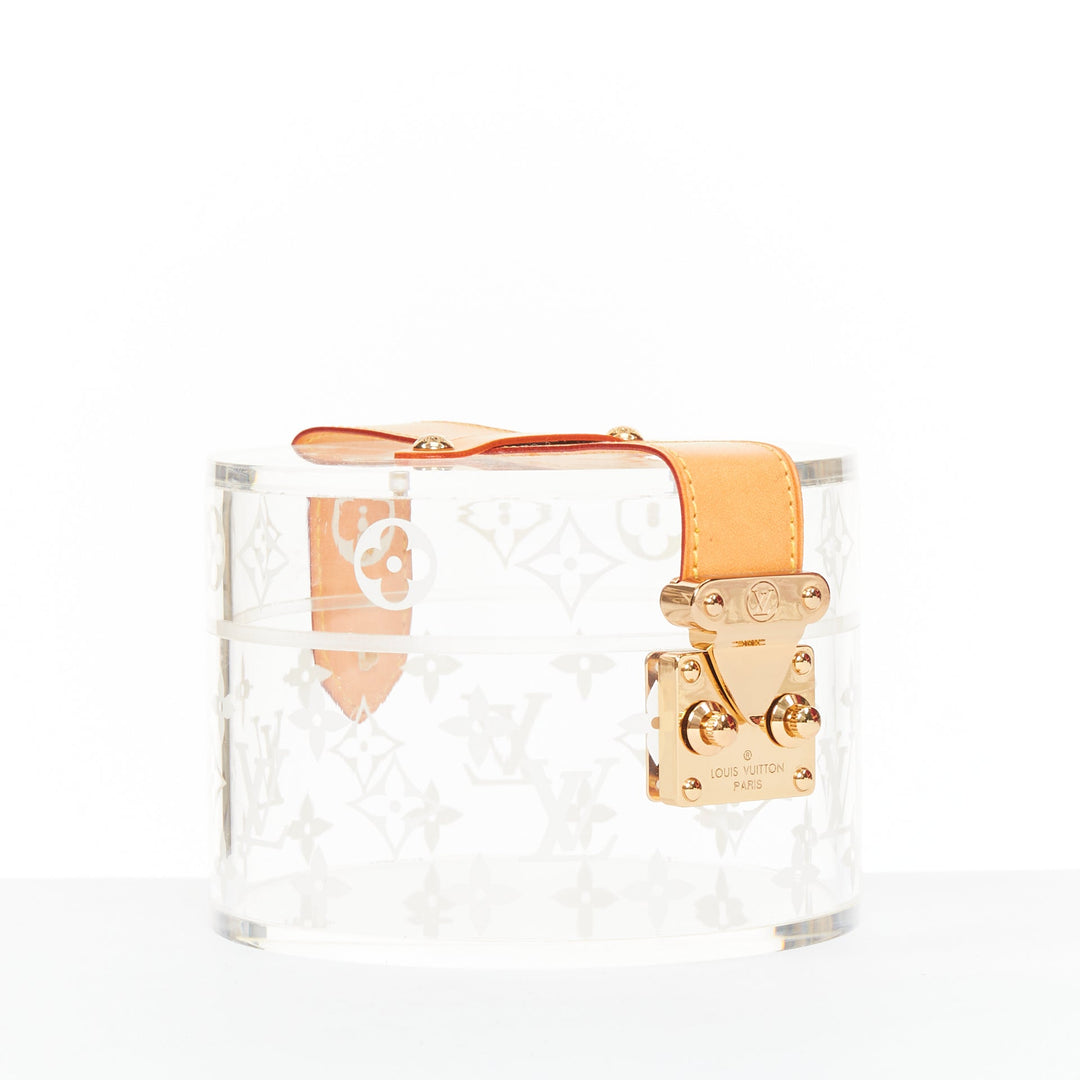 LOUIS VUITTON Box Scott clear monogram plexiglass resin  cylinder trunk case