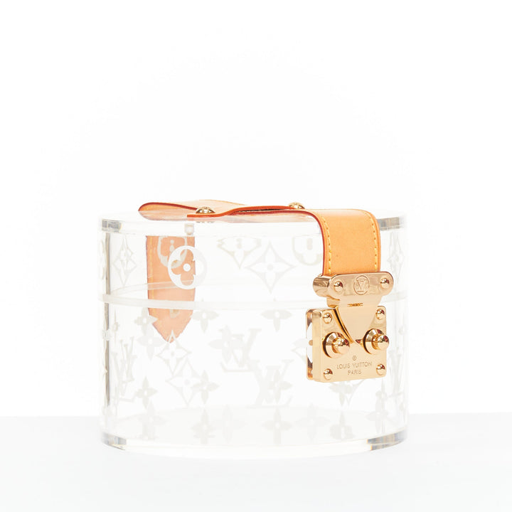 LOUIS VUITTON Box Scott clear monogram plexiglass resin  cylinder trunk case