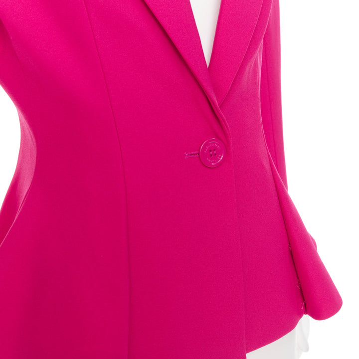 ALEXANDRE VAUTHIER hibiscus pink padded shoulder wasp waist peplum blazer S