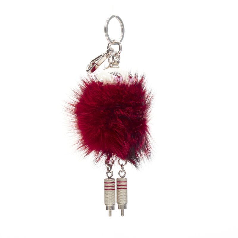 rare PRADA Robot red fur body mixed wire bolts keyring bag charm