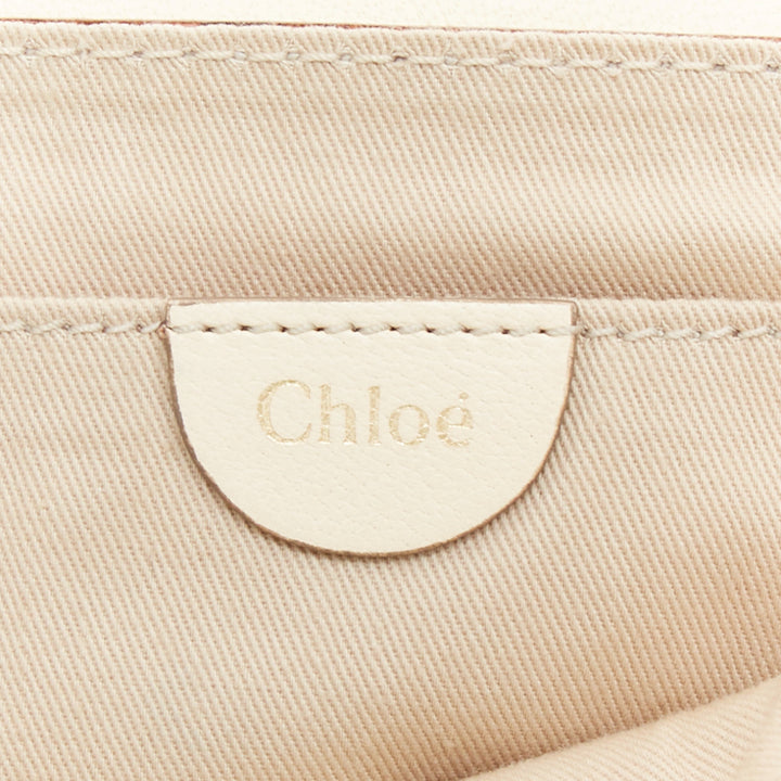 CHLOE Marcie Lock beige leather gold hardware half saddle crossbody bag