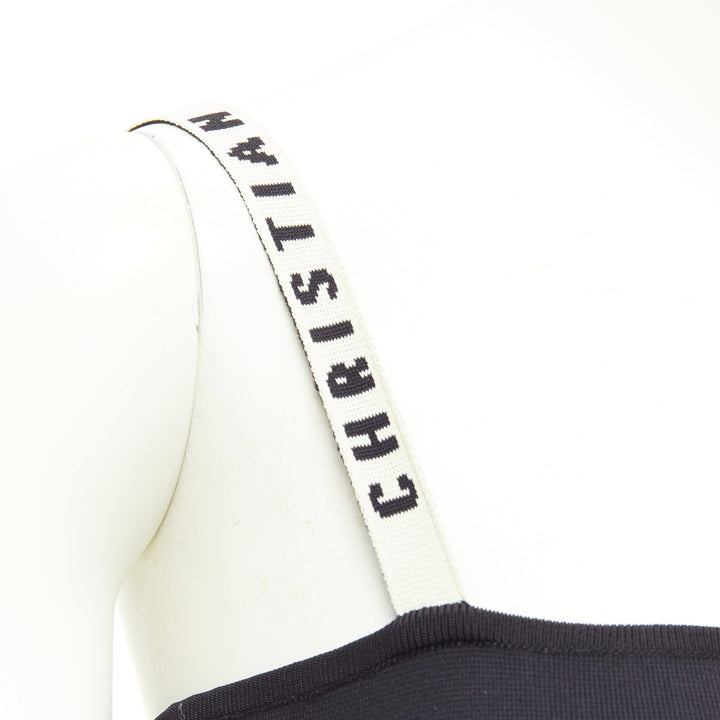 DIOR J'adior black white logo strap stretch jersey bralette crop top S