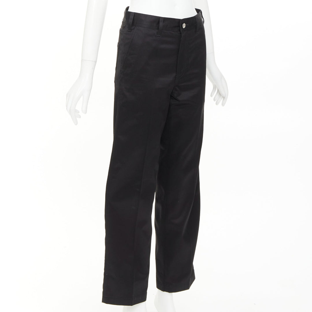 CELINE black cotton twill patch pocket mid waist straight leg cropped pants 27"
