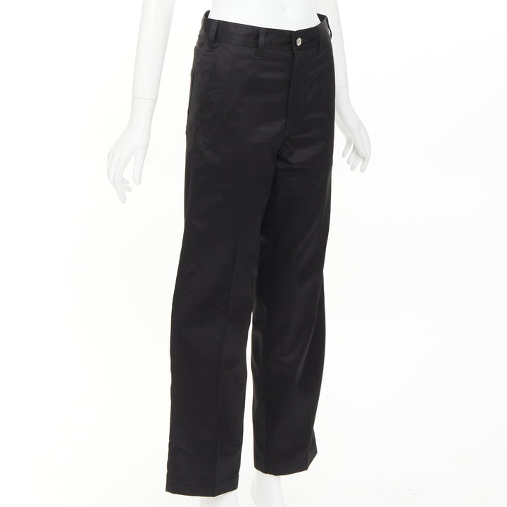 CELINE black cotton twill patch pocket mid waist straight leg cropped pants 27"