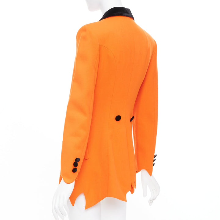 MOSCHINO Cheap & Chic orange virgin wool asymmetric wavy hem blazer IT42 M