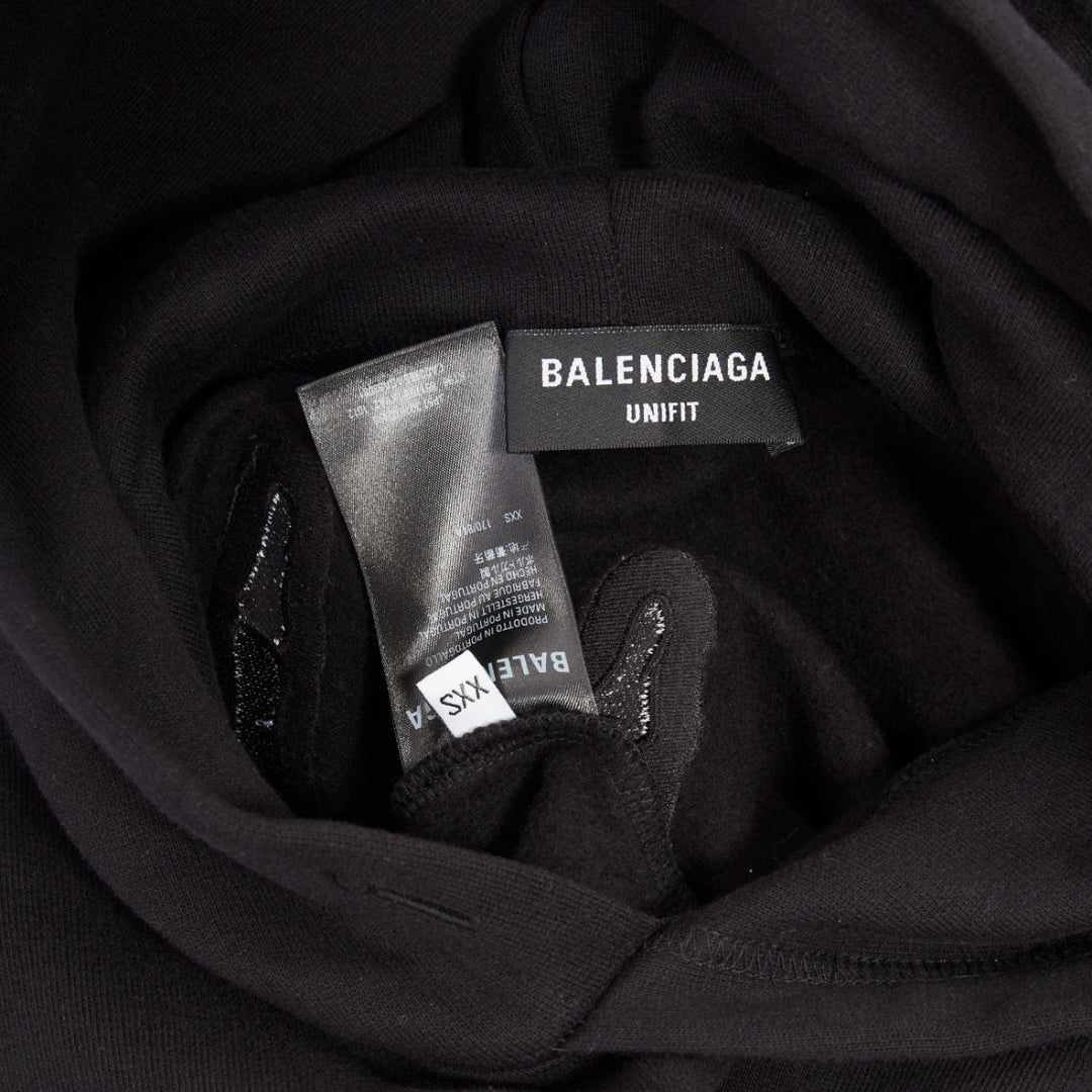 BALENCIAGA Melting Smiley Face Unifit black oversized hoodie sweatshirt XXS