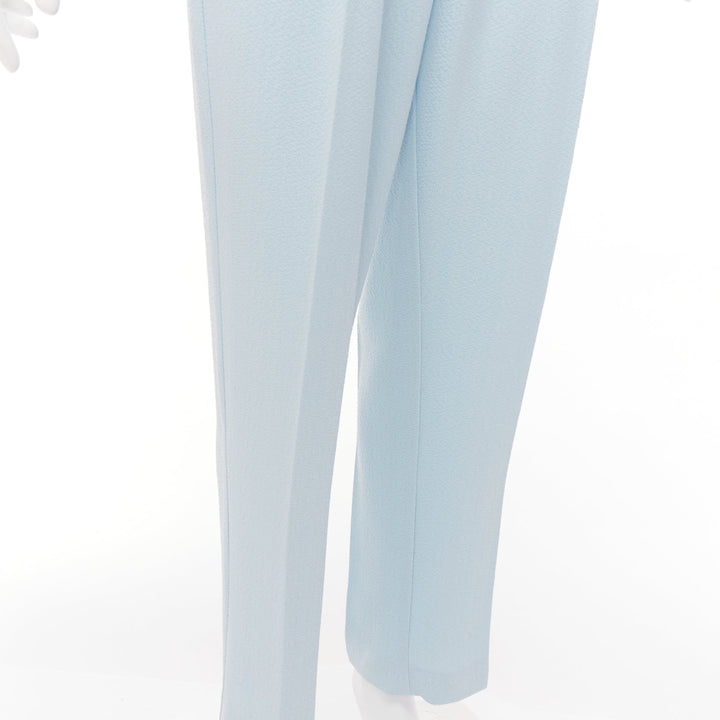 EMILIA WICKSTEAD baby blue crepe pleated waist tapered pants UK6 XS