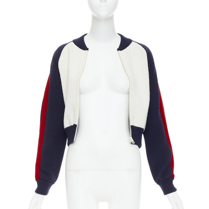 CHRISTIAN DIOR 2021 I Love Paris wool cropped track jacket zip bomber FR34 XS