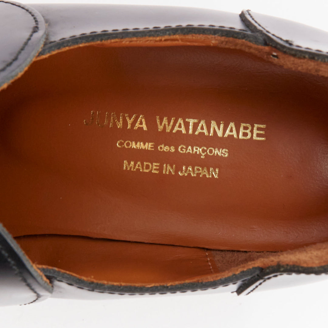 JUNYA WATANABE black leather circle embellished platorm brogue shoes XS