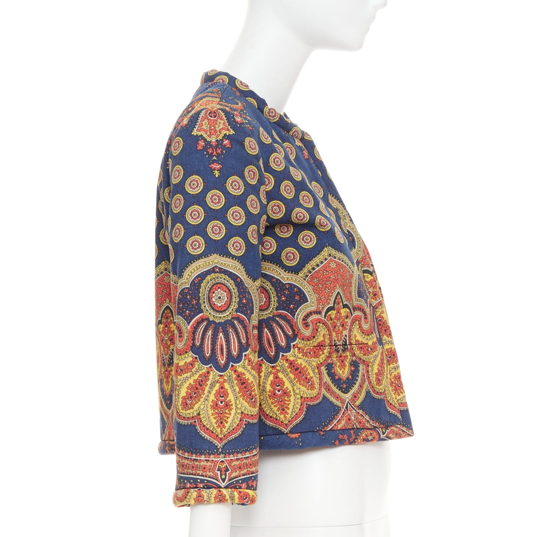 VALENTINO 2024 Paisley Medaglioni orange cotton gabardine cropped jacket IT40 S