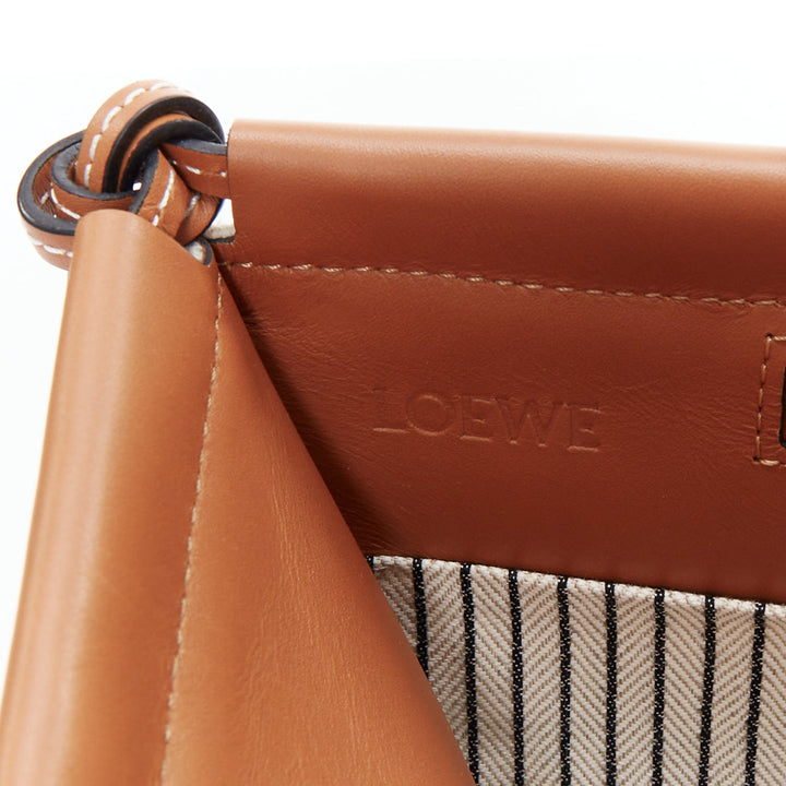 LOEWE Small Cushion cream canvas brown anagram logo shoulder tote bag