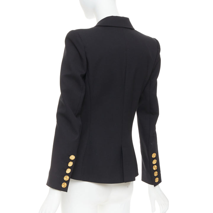 ALEXANDRE VAUTHIER black wool gold sunburst button double breasted blazer jacket