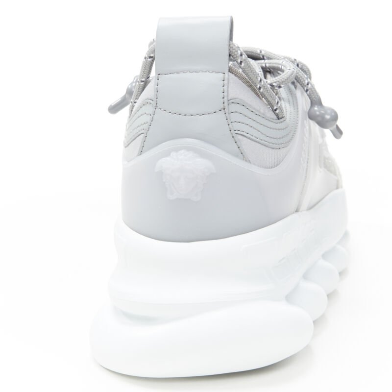 VERSACE Chain Reaction Reflective Silver Crystal Rhinestone sneaker EU38 US5