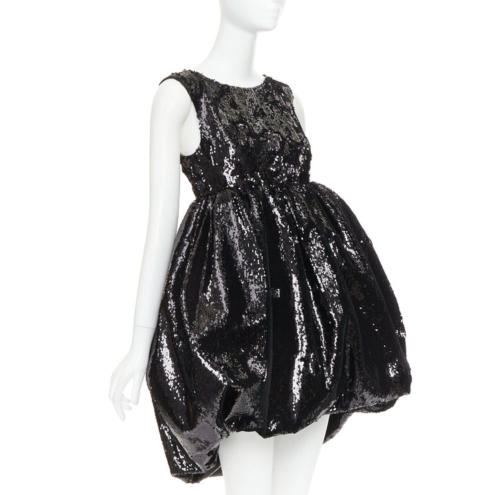 ALEXANDRE VAUTHIER COUTURE SS2025 Runway black sequinned tulle puff bubble dress