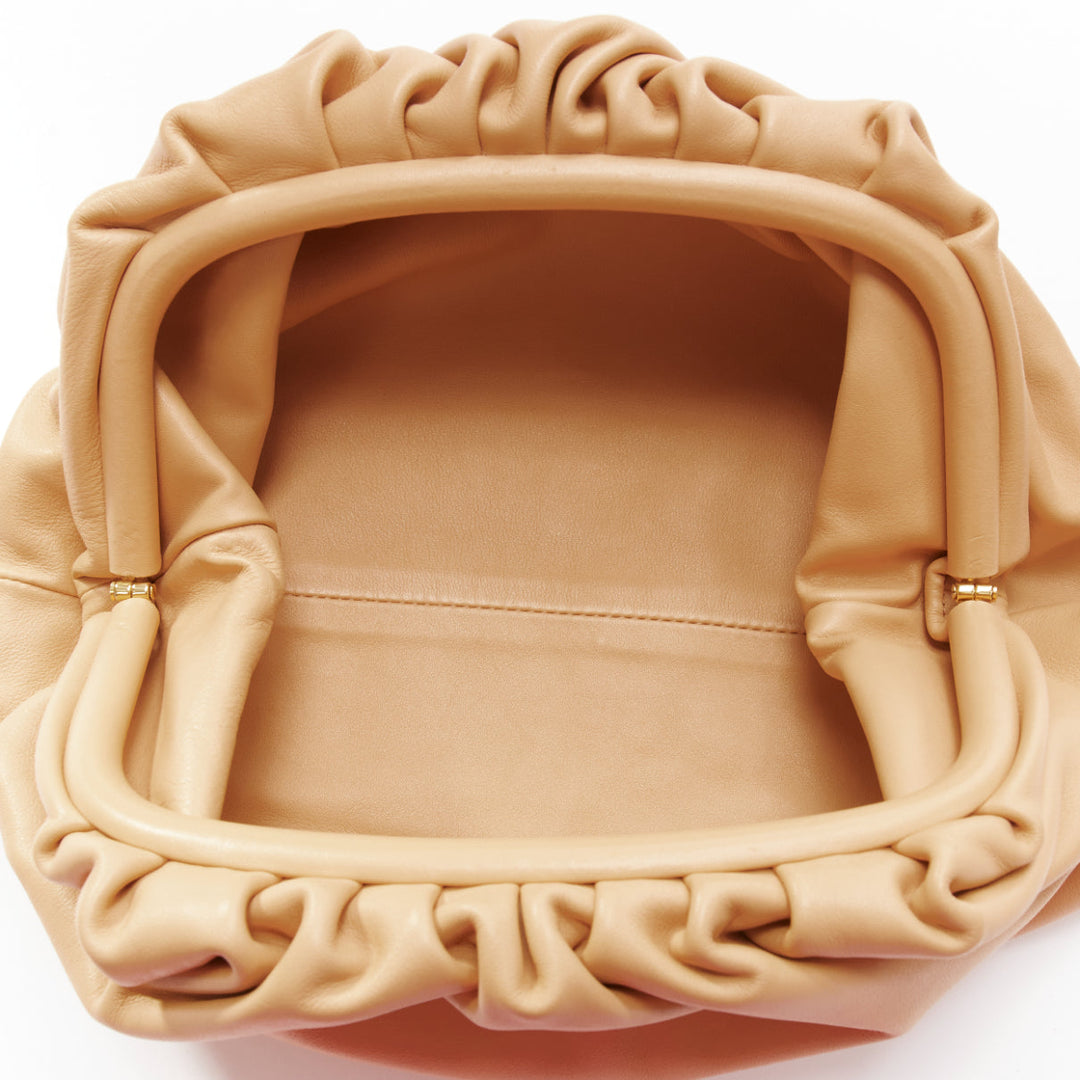 BOTTEGA VENETA The Pouch Small tan brown leather dumpling clutch bag