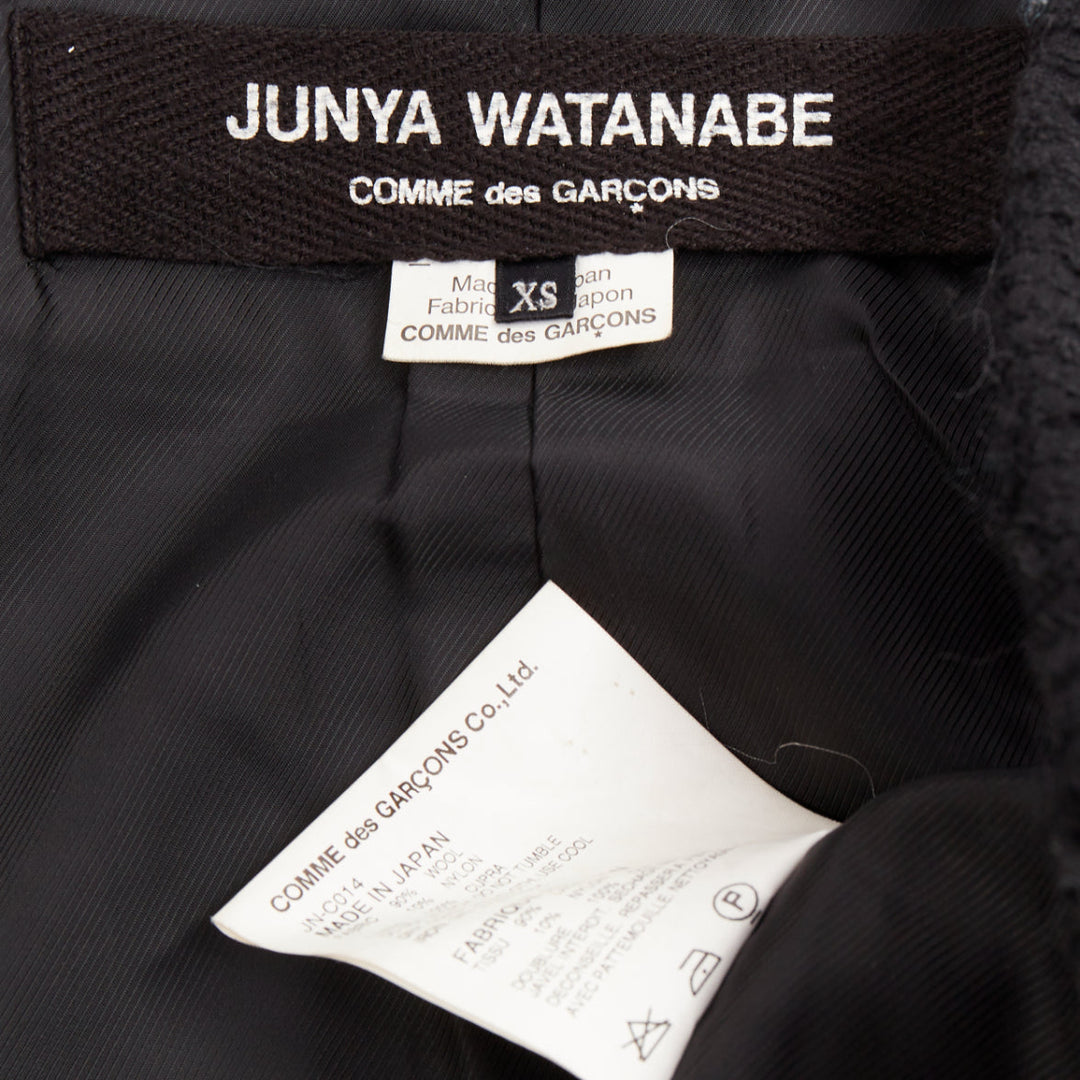 JUNYA WATANABE 2014 black wool tweed flap pocket collared coat XS