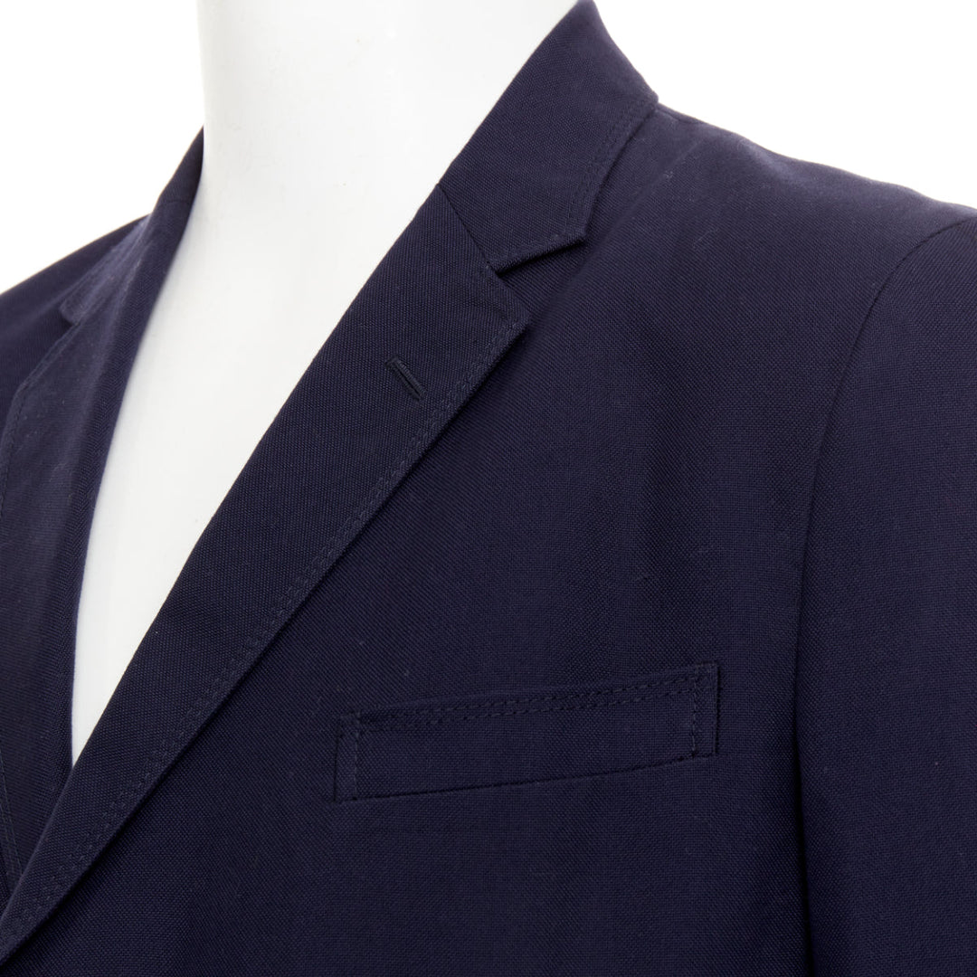 GUCCI navy cotton slim lapels vent half lined single breast blazer IT52 XL