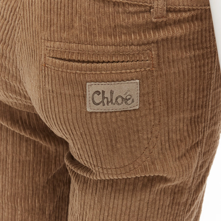 CHLOE brown cotton corduroy low waist flared pants FR34 XS