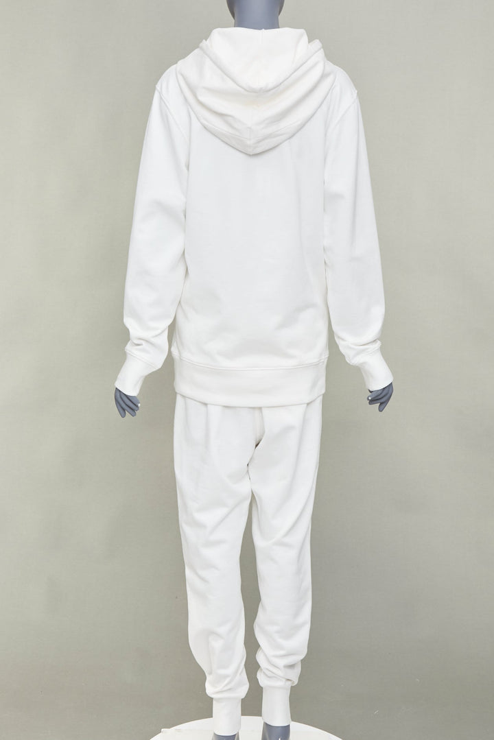 Y3 Classic Core white printed logo sleeved hoodie jogger track pants set S