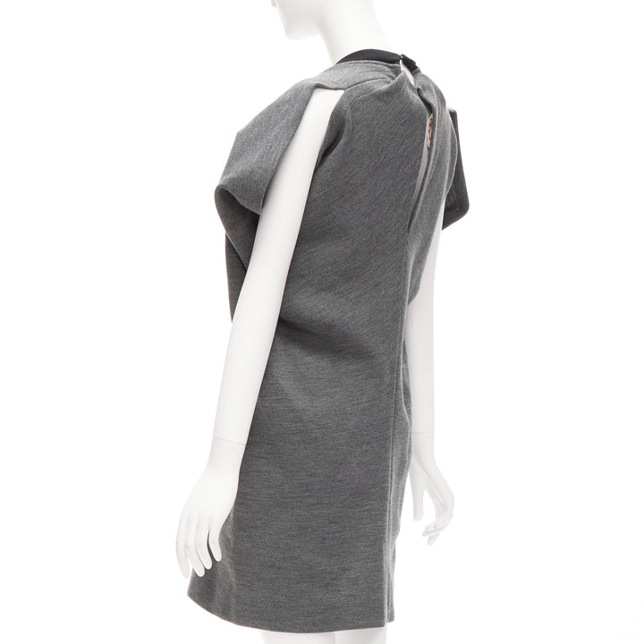 MARNI grey virgin wool blend 3D cut structured boxy casual dress IT40 S