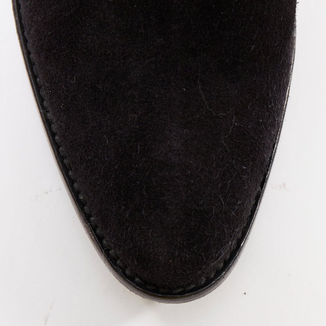 SAINT LAURENT Curtis 80 black suede fringe cuban heel western boots EU39.5