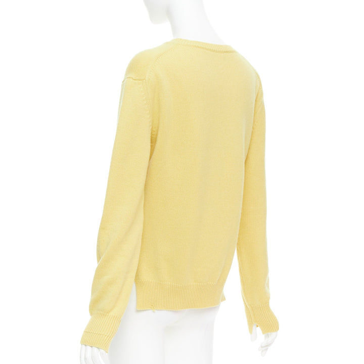 OLD CELINE Phoebe Philo yellow cashmere anagram logo sweater S