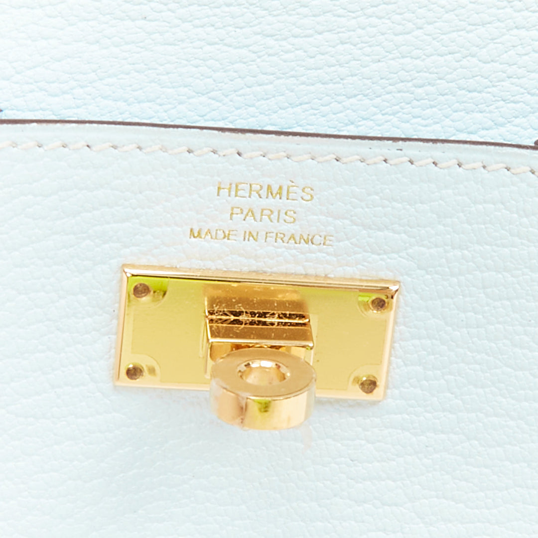 HERMES Kelly Pocket Compact Chevre Mysore Bleu Brume wallet